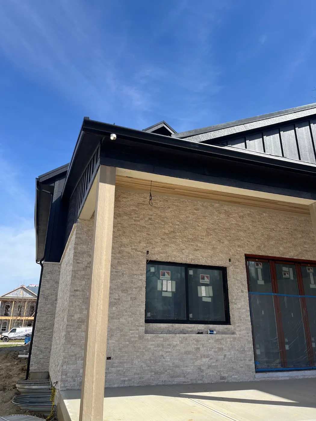 Trim and flashing detail on a Pebble Brook siding job